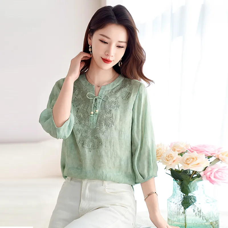 Yi Mengyuan Silk Linen Shirt Women's-4