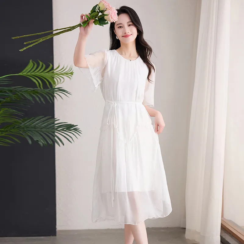 Yi Mengyuan Silk Short Sleeved Dress Women's-2
