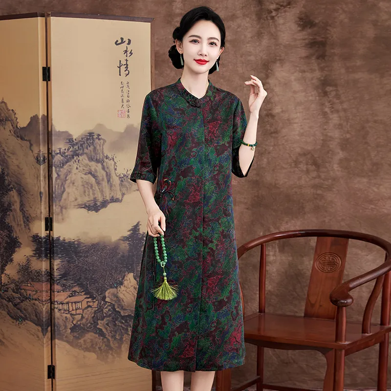 Yi Mengyuan Silk Short Sleeved Dress Women's-2