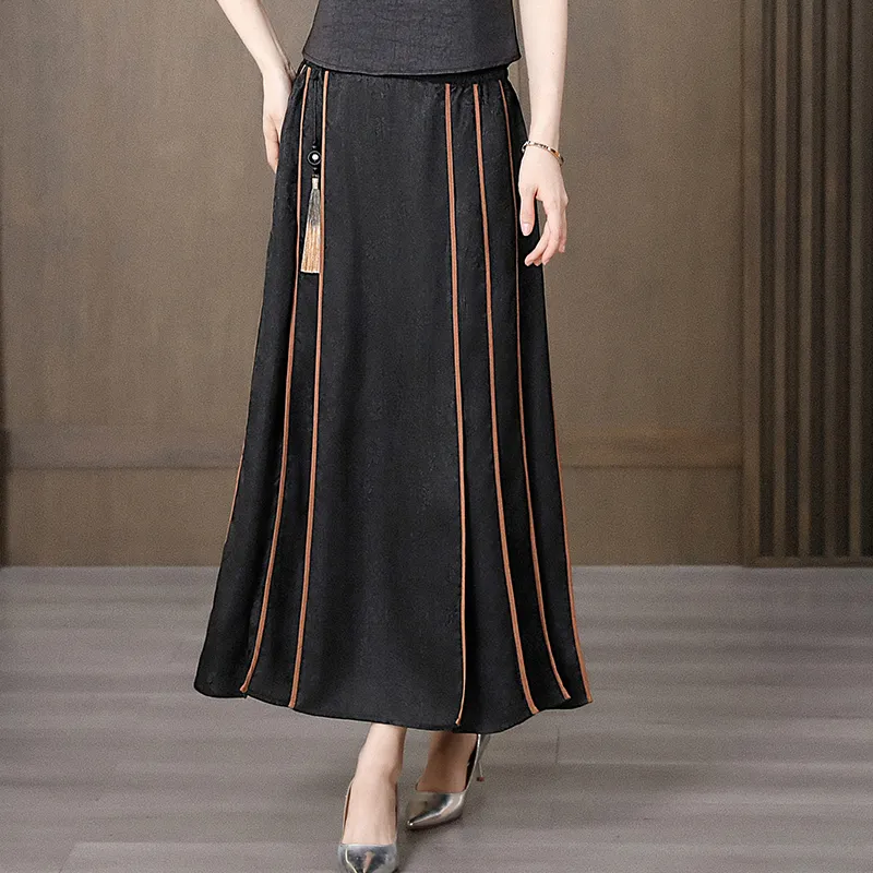 Yi Mengyuan Silk Casual Long Skirt Women's-5