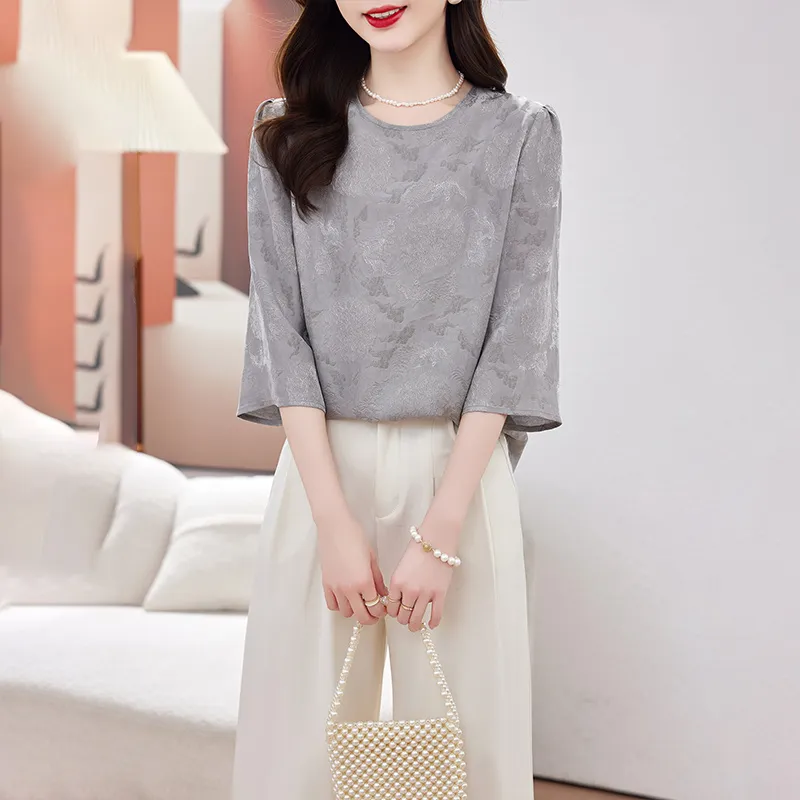 Yi Mengyuan 3/4 Sleeved Silk Shirt Women's-4