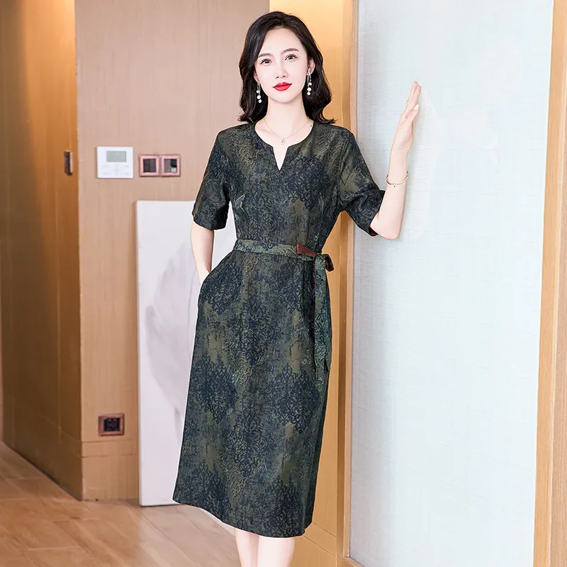 Yi Mengyuan Silk Short Sleeved Dress Women's-7