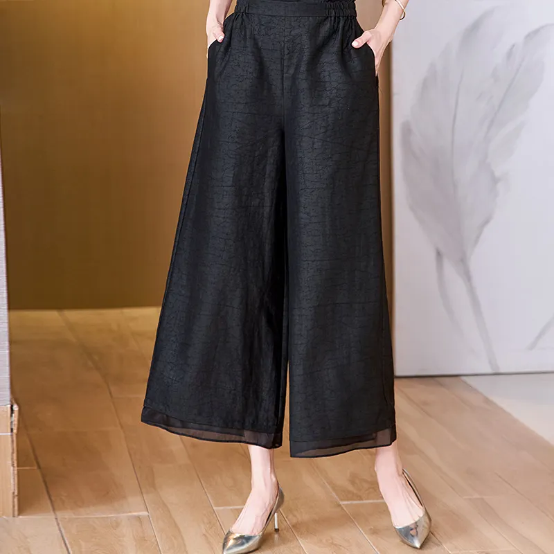 Yi Mengyuan Silk Casual Pants Women's-3