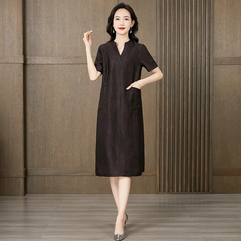 Yi Mengyuan Silk Short Sleeved Dress Women's-7