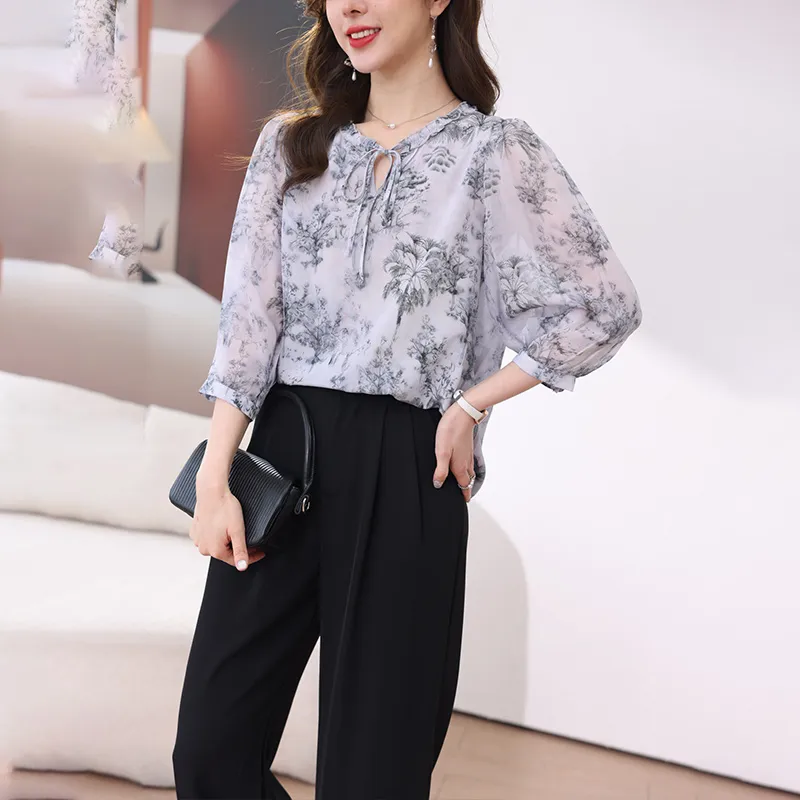 Yi Mengyuan Shirts Women's Ink Wash Painting-3
