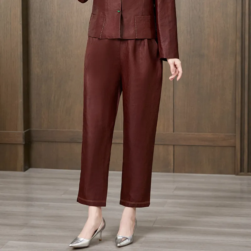 Yi Mengyuan Silk Casual Pants Women's-5