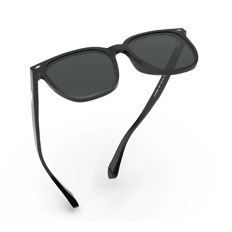 LOHO Plate Frame TR90 Square Driving UV Protection Sunglasses Unisex Black Tea Brown-2