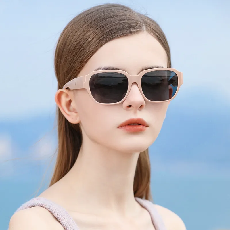 LOHO TR90 Square Large Frame Sunglasses For A Slimmer Face Appearance Unisex Black-27