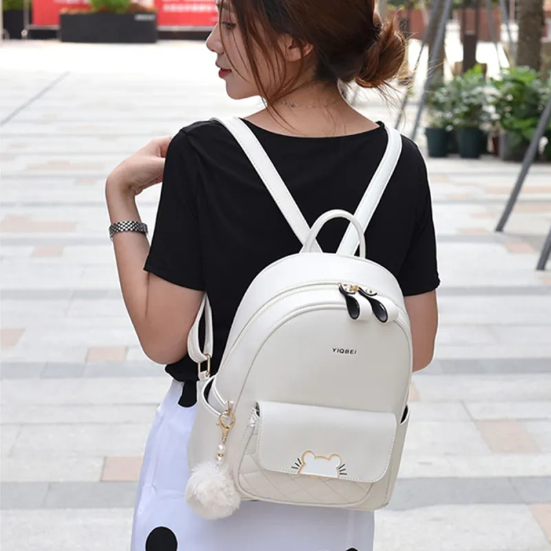 COLINS KEIRS PU 3D Effect Minimalist Style Cute University Student Backpack Commute Backpack Regular Women's White-4