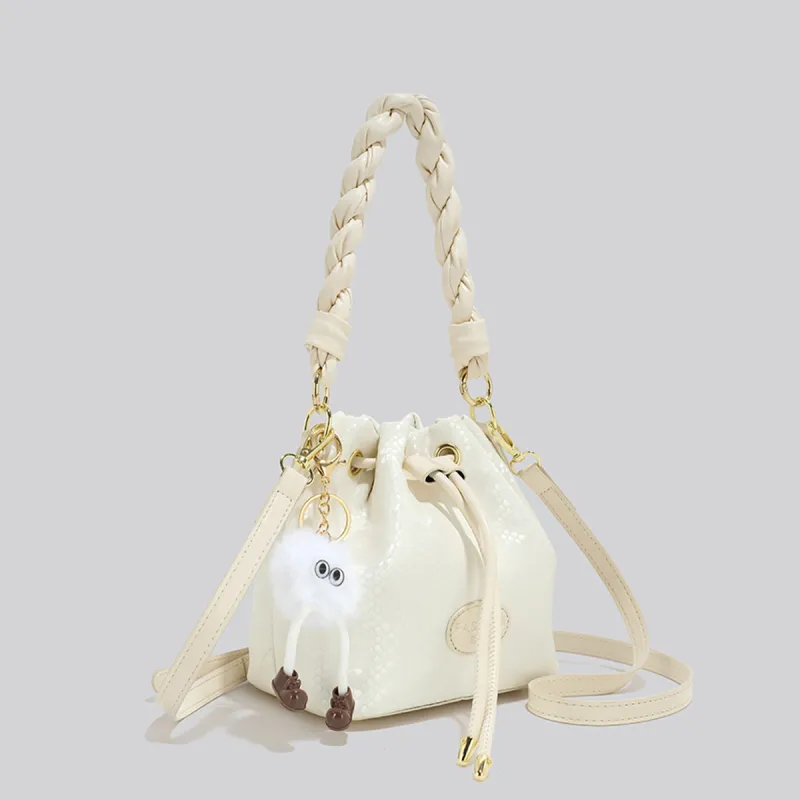 COLINS KEIRS Synthetic Leather Minimalist Style Trendy Commute One Shoulder Crossbody Handbag Regular Women's White-3