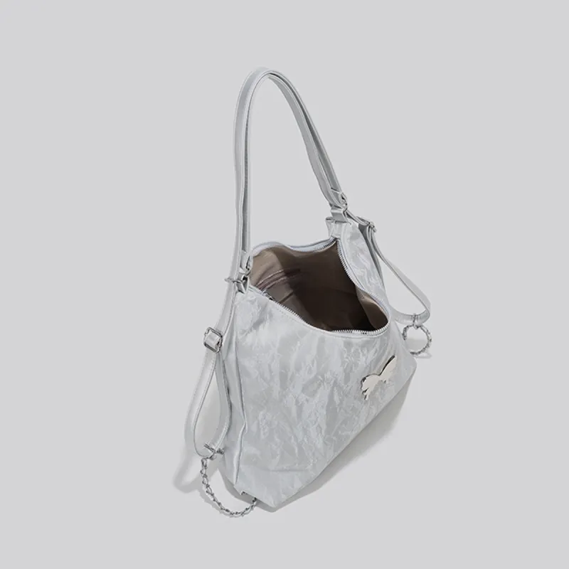 COLINS KEIRS Synthetic Leather Multifunction Crossbody Bag Backpack Shoulder Bag Regular Women's Silver Gray-5