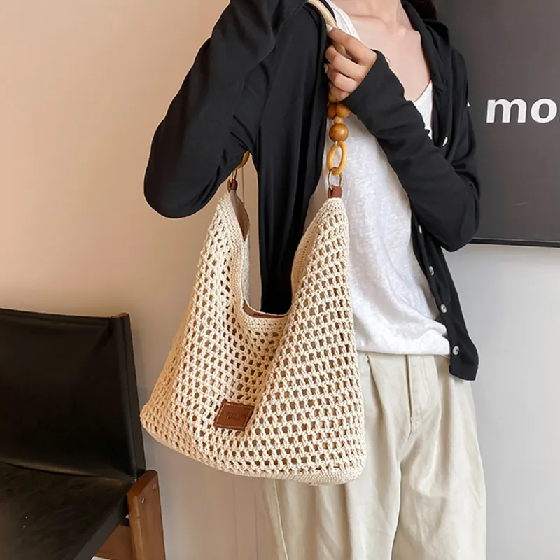 COLINS KEIRS Knitted Fabric Shoulder Bag Tubas Women's Brown-4