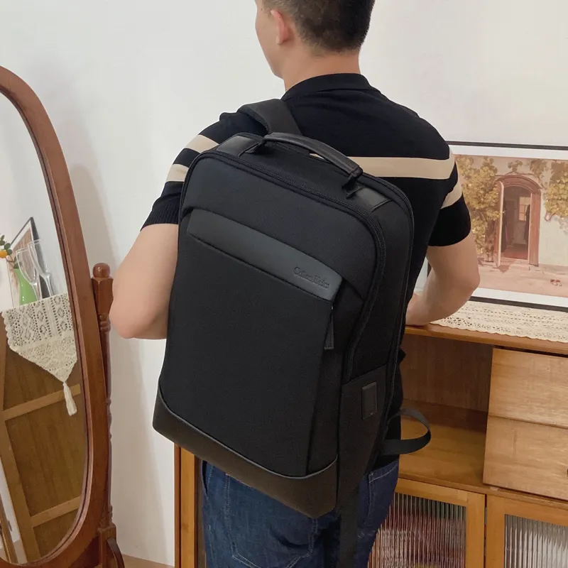 COLINS KEIRS Fabric With Microfiber Backpack For Men Large Size Unisex Black-7