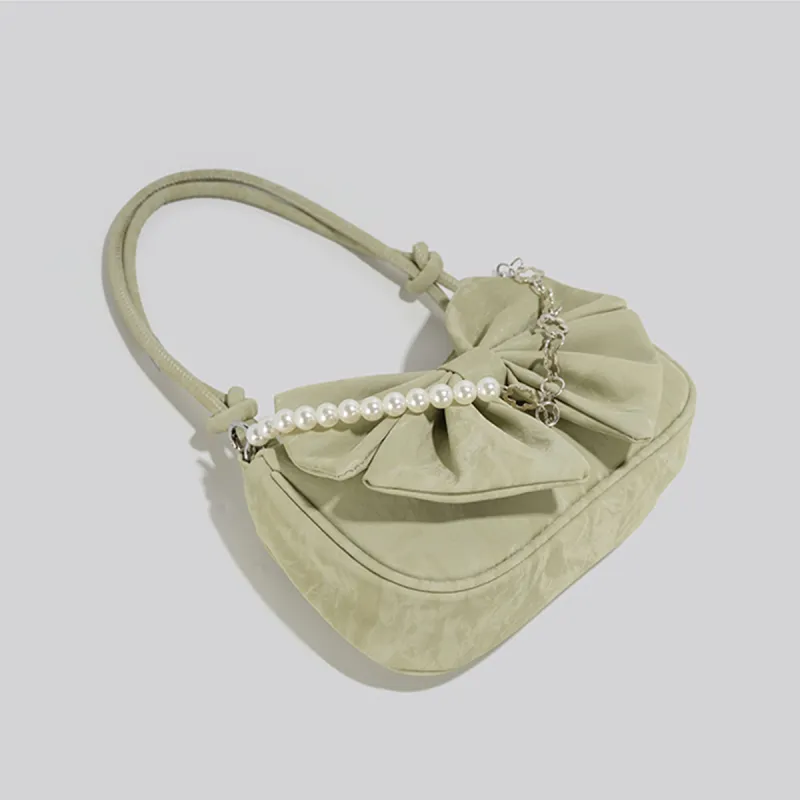 COLINS KEIRS Synthetic Leather Premium Texture Pearl Decoration Fashion Crossbody Shoulder Bag Regular Women's Green-3