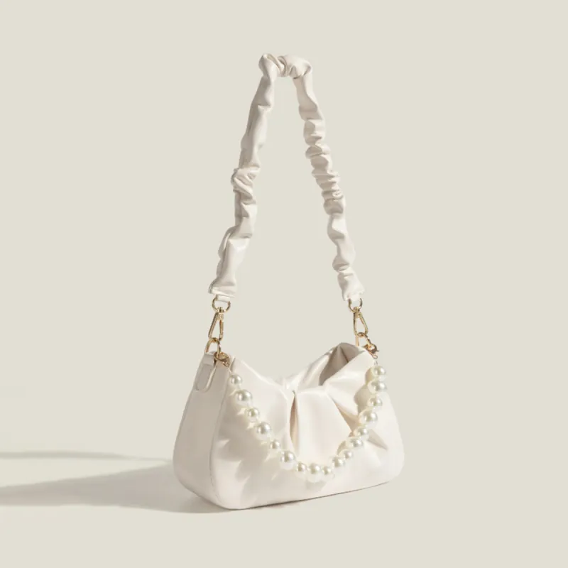 COLINS KEIRS PU Sweet Style Fashion Trend Pleated Design Crossbody Shoulder Bag Regular Women's Ecru-6