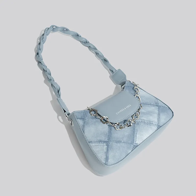 COLINS KEIRS Synthetic Leather Fashion Trend Chain Portable Shoulder Bag Shoulder Bag Regular Women's Blue-2