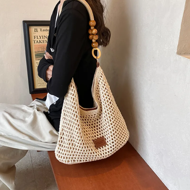 COLINS KEIRS Knitted Fabric Shoulder Bag Tubas Women's Brown-3