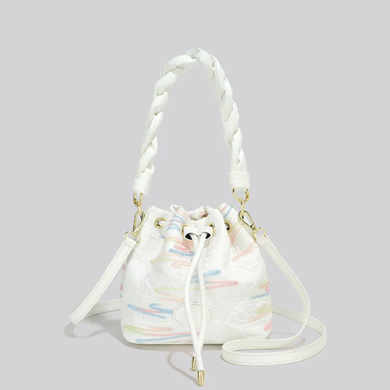 COLINS KEIRS Synthetic Leather Bucket Bag Handbag Women's Ecru-1