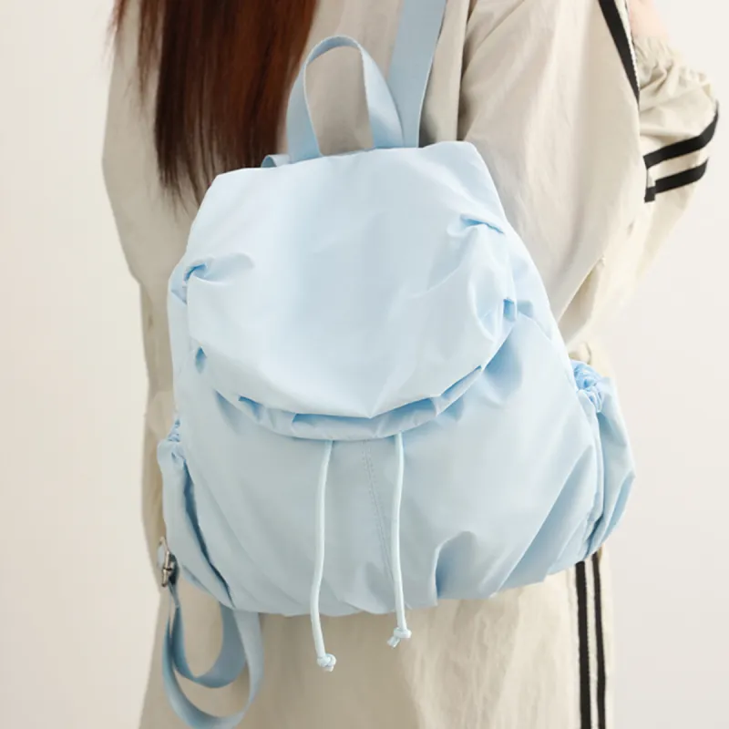 COLINS KEIRS Nylon Fabric University Student Backpack Fashion Trend Refreshing Backpack Women's Blue/Ecru-2