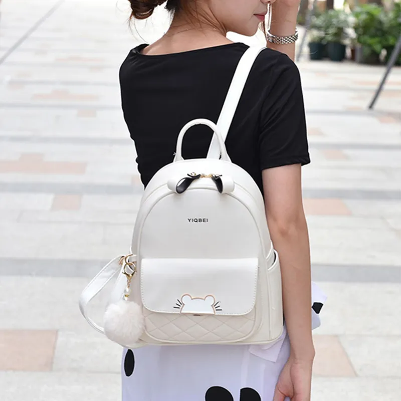 COLINS KEIRS PU 3D Effect Minimalist Style Cute University Student Backpack Commute Backpack Regular Women's White-2