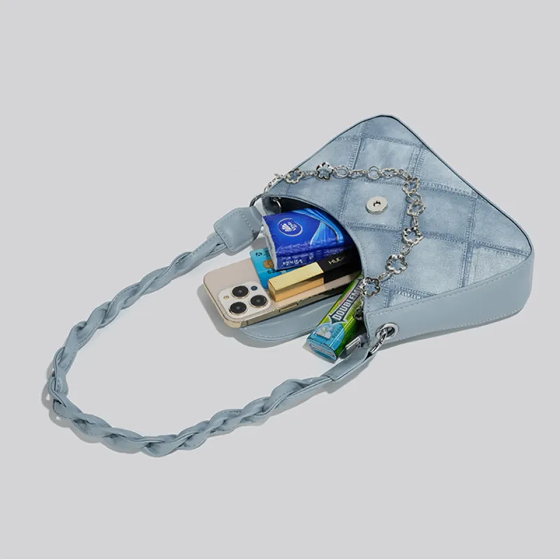 COLINS KEIRS Synthetic Leather Fashion Trend Chain Portable Shoulder Bag Shoulder Bag Regular Women's Blue-3