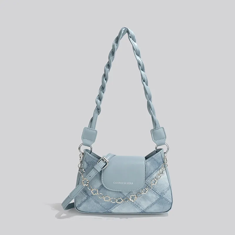 COLINS KEIRS Synthetic Leather Fashion Trend Chain Portable Shoulder Bag Shoulder Bag Regular Women's Blue-6