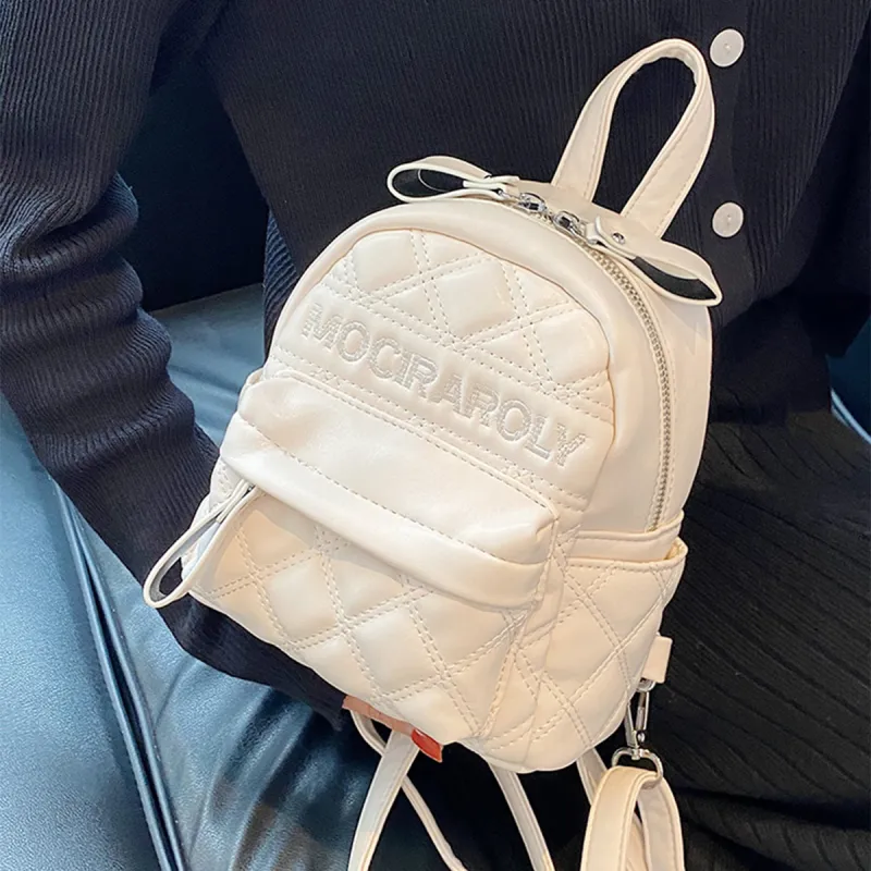COLINS KEIRS PU Minimalist Style Trendy Versatile Commute Travel Backpack Regular Women's Ecru-4