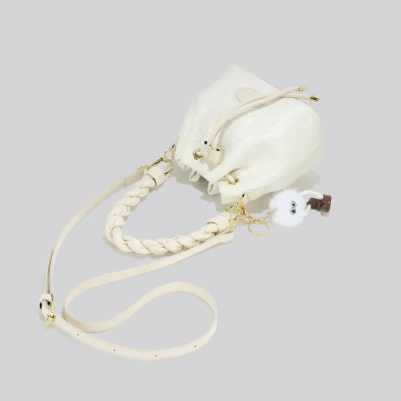 COLINS KEIRS Synthetic Leather Minimalist Style Trendy Commute One Shoulder Crossbody Handbag Regular Women's White-6