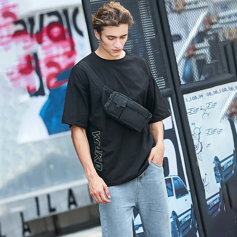 COLINS KEIRS Oxford Sports Commute One Shoulder Crossbody Sling Bag Cycling Bag Fanny Pack Regular Men's Black-2