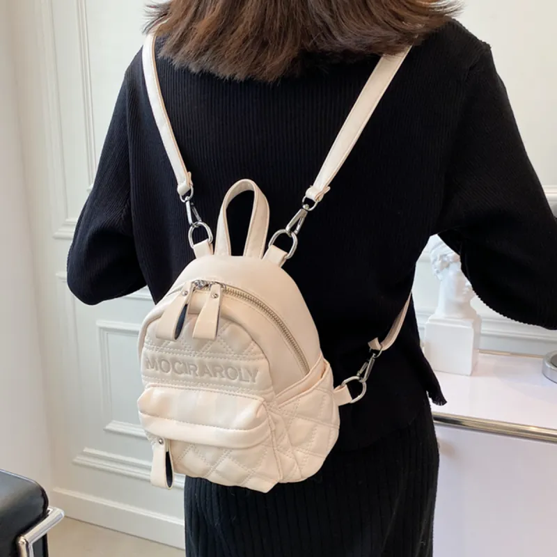 COLINS KEIRS PU Minimalist Style Trendy Versatile Commute Travel Backpack Regular Women's Ecru-2