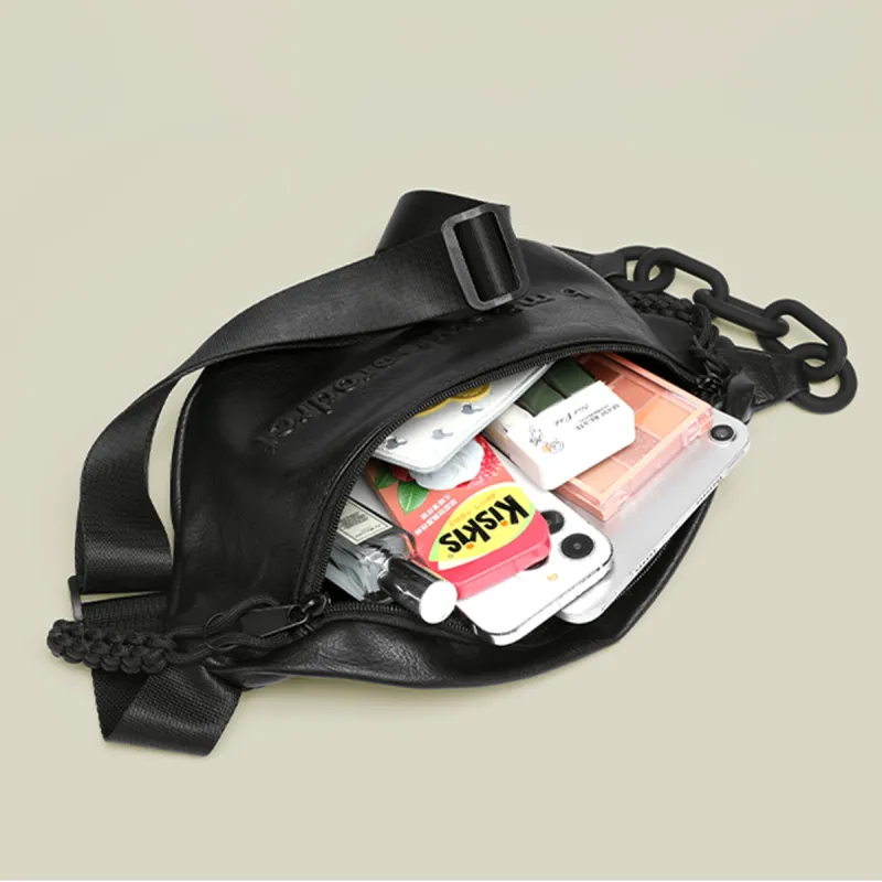 COLINS KEIRS PU Versatile Casual Sports Cycling Shoulder Bag, Crossbody Bag Fanny Pack Regular Unisex Black-3