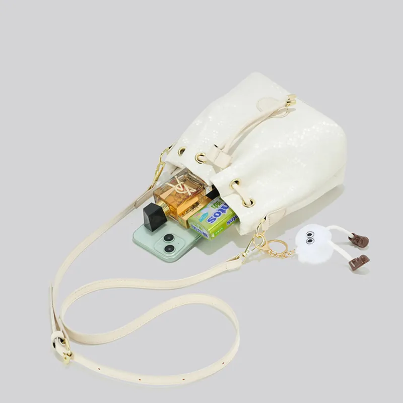 COLINS KEIRS Synthetic Leather Minimalist Style Trendy Commute One Shoulder Crossbody Handbag Regular Women's White-4