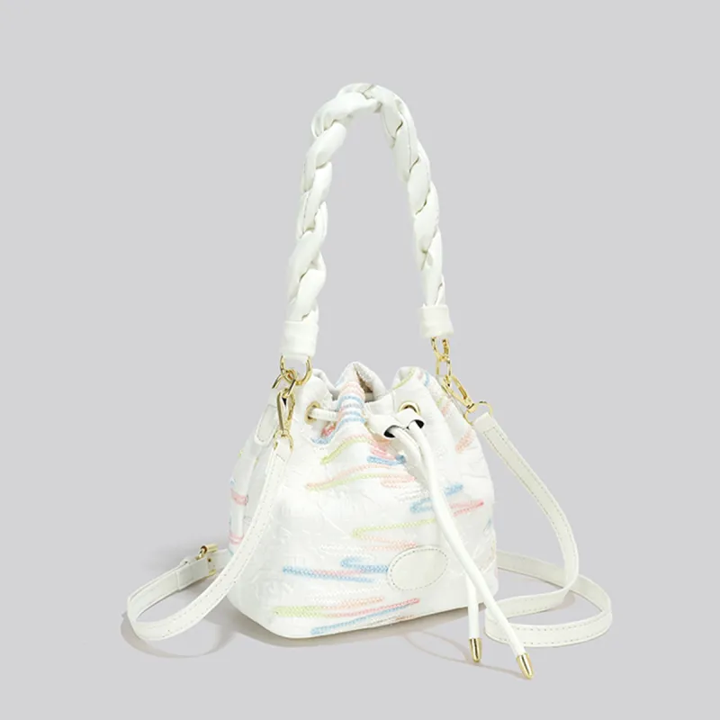 COLINS KEIRS Synthetic Leather Bucket Bag Handbag Women's Ecru-2