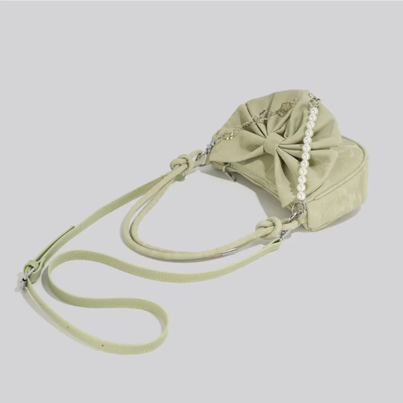 COLINS KEIRS Synthetic Leather Premium Texture Pearl Decoration Fashion Crossbody Shoulder Bag Regular Women's Green-6