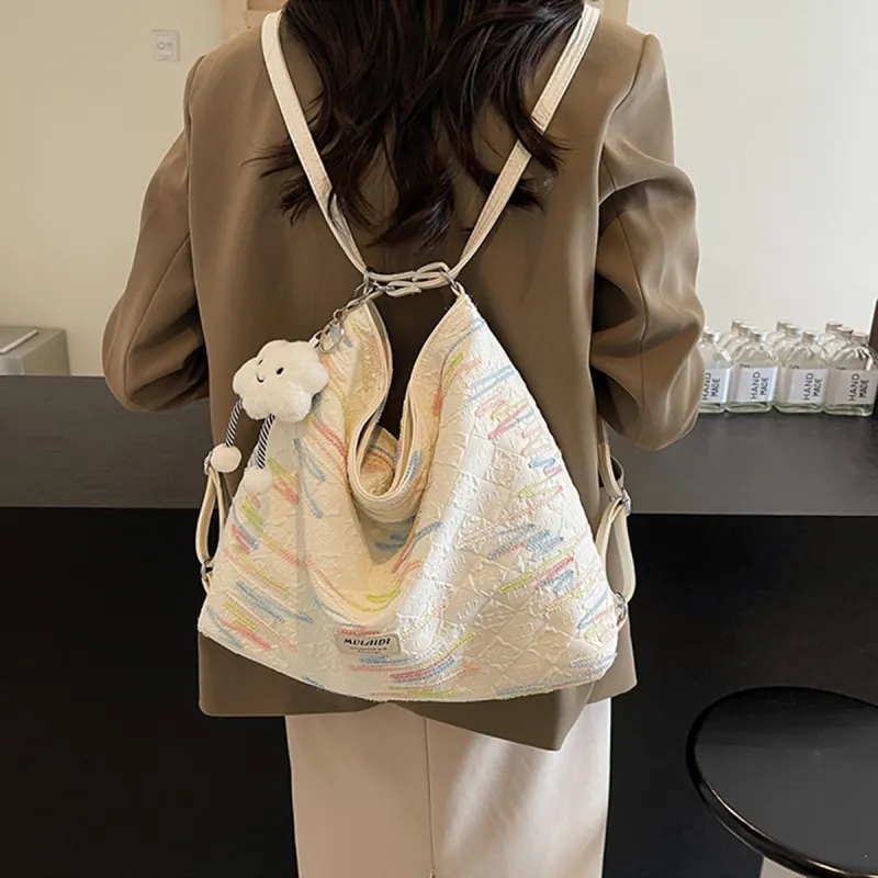 COLINS KEIRS Fabric Versatile Double Shoulder Portable Crossbody For Everyday Commute Shoulder Bag Regular Women's Ecru-3