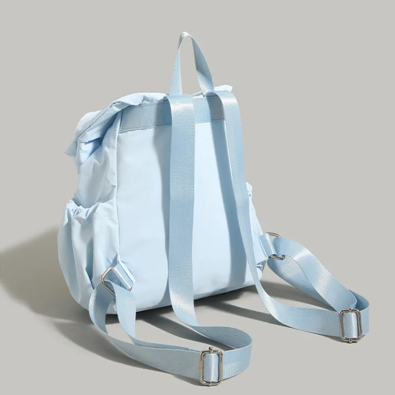 COLINS KEIRS Nylon Fabric University Student Backpack Fashion Trend Refreshing Backpack Women's Blue/Ecru-6