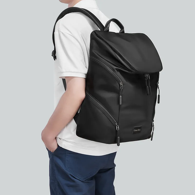 COLINS KEIRS Nylon Fabric Laptop Backpack Large Size Unisex Black-10