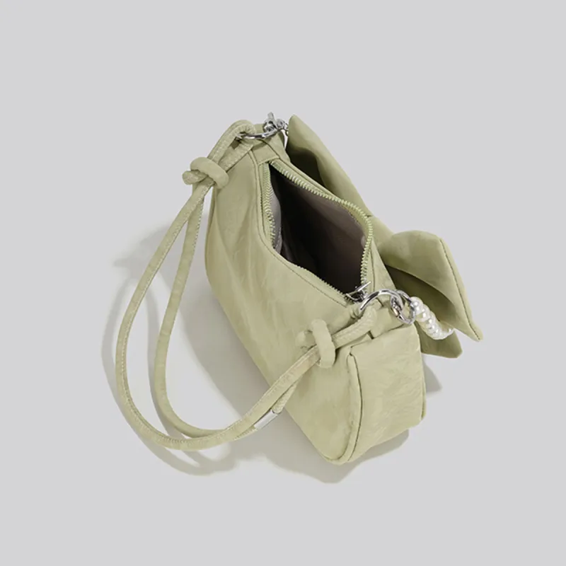 COLINS KEIRS Synthetic Leather Premium Texture Pearl Decoration Fashion Crossbody Shoulder Bag Regular Women's Green-4