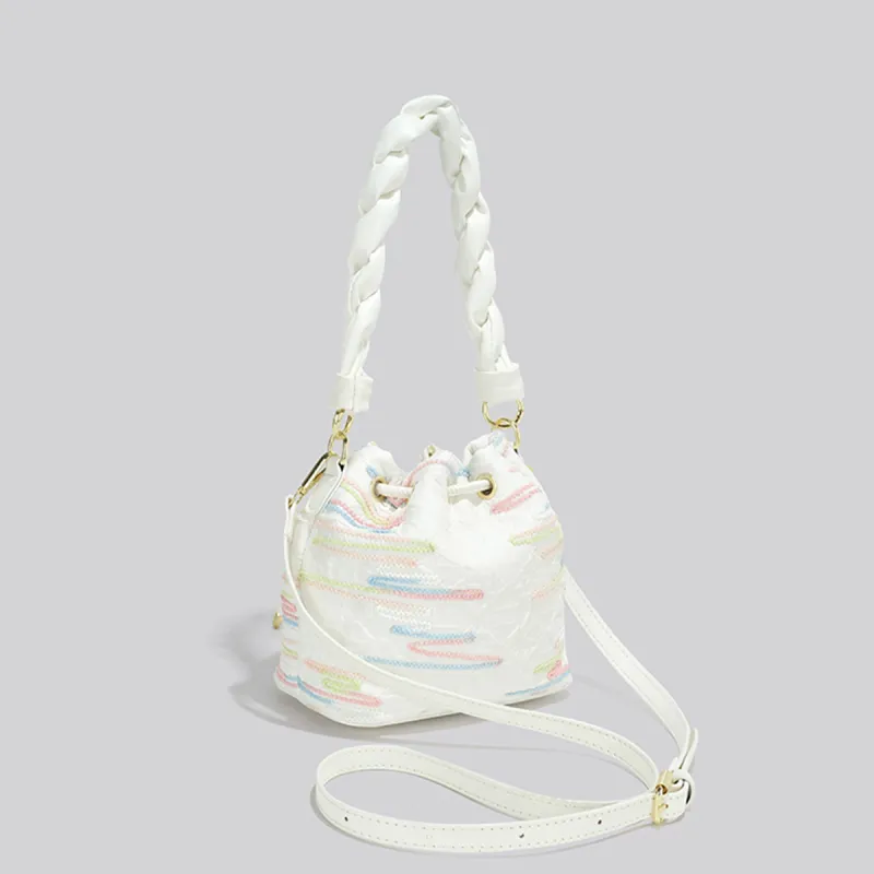 COLINS KEIRS Synthetic Leather Bucket Bag Handbag Women's Ecru-3
