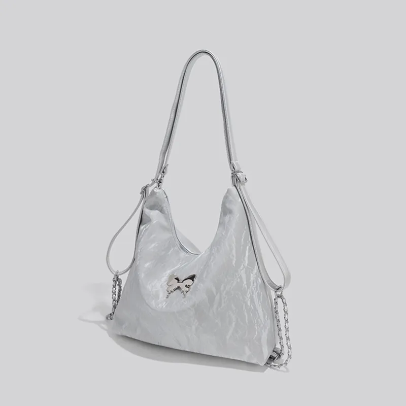 COLINS KEIRS Synthetic Leather Multifunction Crossbody Bag Backpack Shoulder Bag Regular Women's Silver Gray-2
