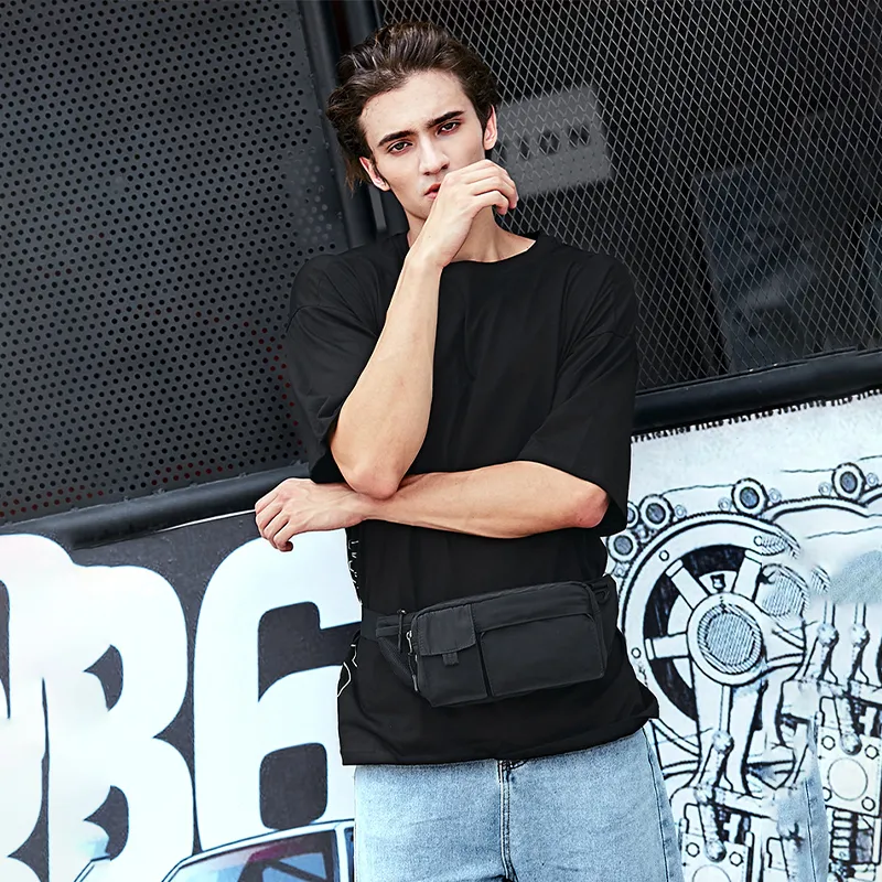 COLINS KEIRS Oxford Sports Commute One Shoulder Crossbody Sling Bag Cycling Bag Fanny Pack Regular Men's Black-4