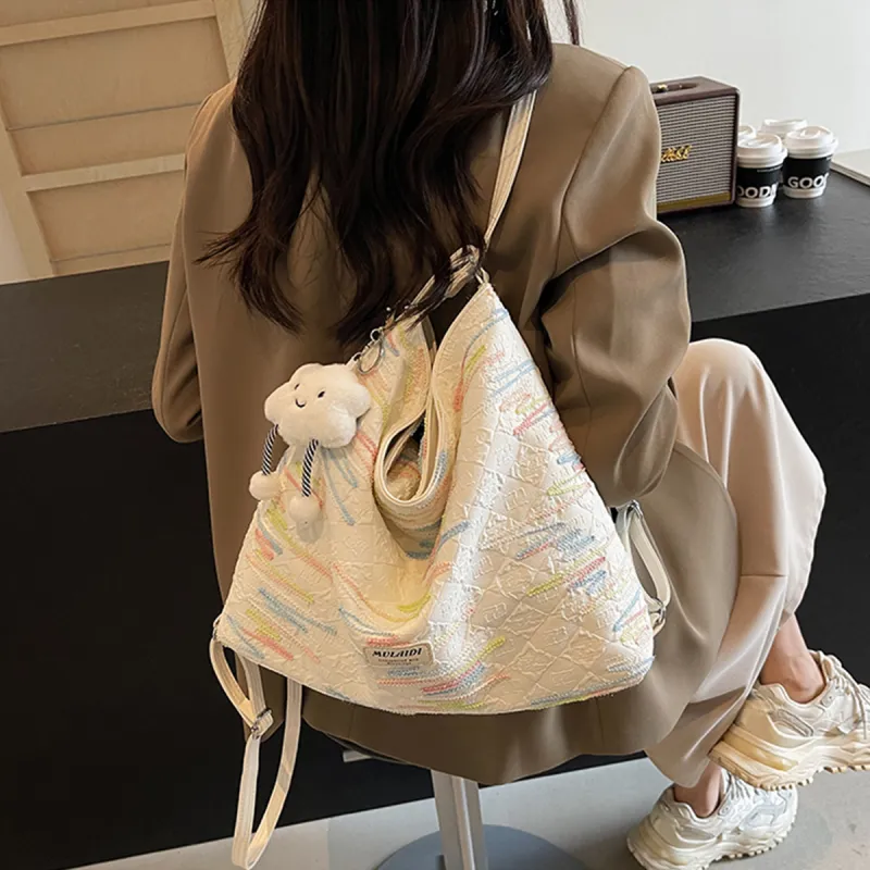 COLINS KEIRS Fabric Versatile Double Shoulder Portable Crossbody For Everyday Commute Shoulder Bag Regular Women's Ecru-2