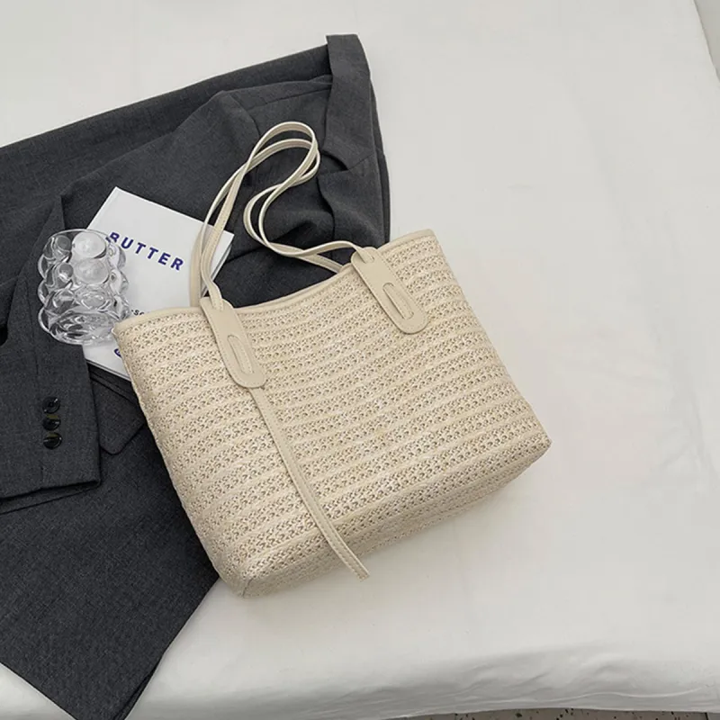 COLINS KEIRS Straw Woven Shoulder Bag Regular Women's Ecru-6