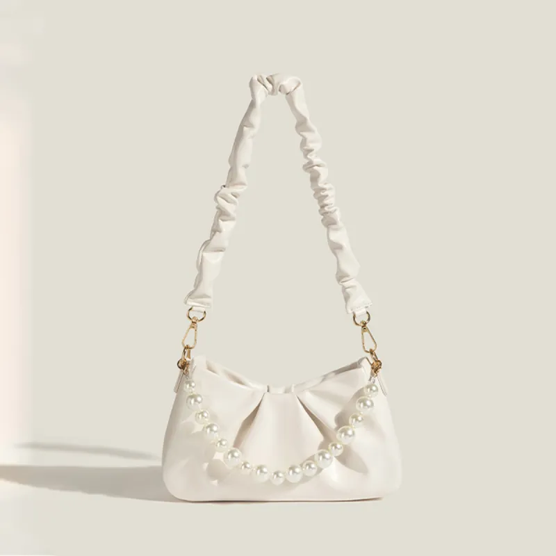 COLINS KEIRS PU Sweet Style Fashion Trend Pleated Design Crossbody Shoulder Bag Regular Women's Ecru-1