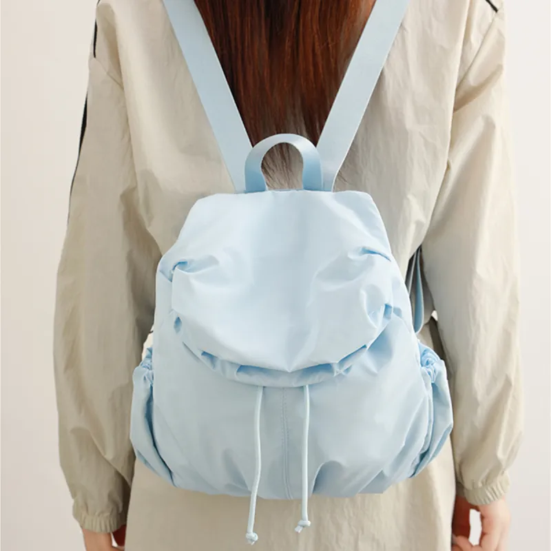 COLINS KEIRS Nylon Fabric University Student Backpack Fashion Trend Refreshing Backpack Women's Blue/Ecru-1