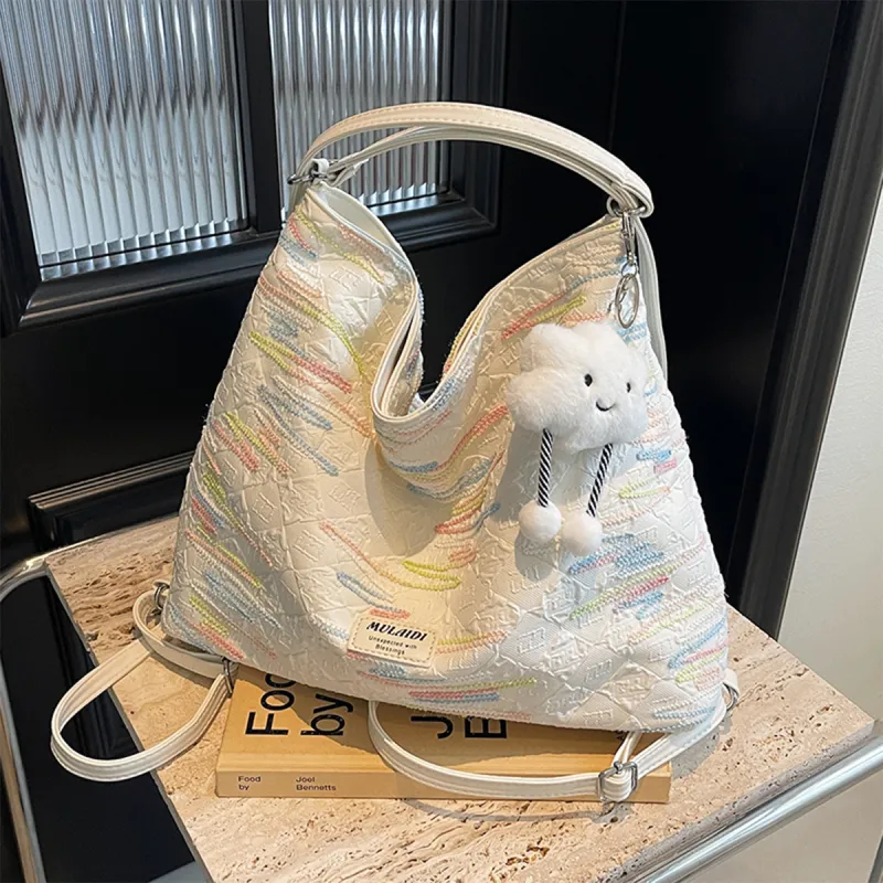 COLINS KEIRS Fabric Versatile Double Shoulder Portable Crossbody For Everyday Commute Shoulder Bag Regular Women's Ecru-6