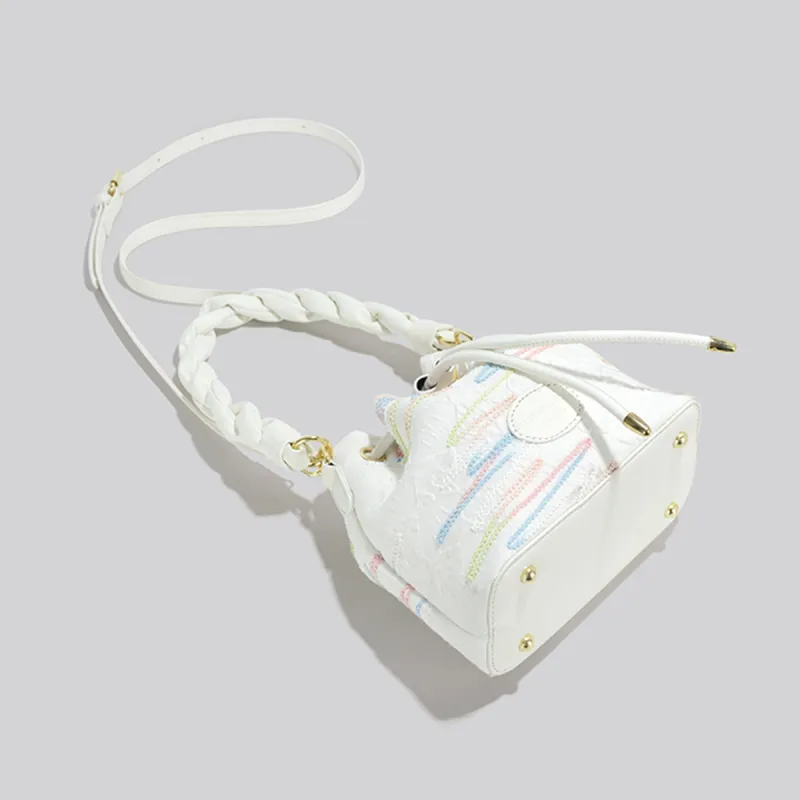 COLINS KEIRS Synthetic Leather Bucket Bag Handbag Women's Ecru-4