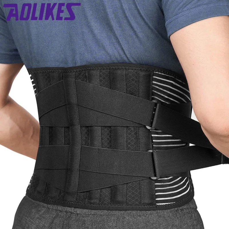 AOLIKES Back Support Braces Breathable Protective Compression Black Unisex-3