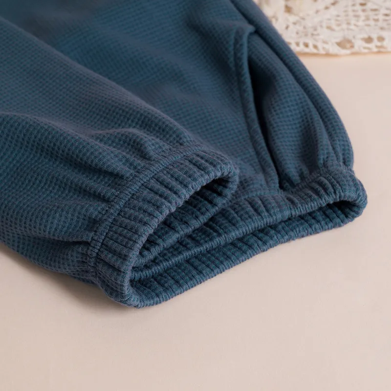 Dorame Long Sleeved Pants Home Set Men's Dark Blue-5