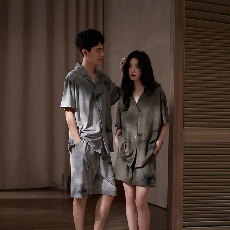 Sha Qian Pajama Set Men's Smoke Gray-2